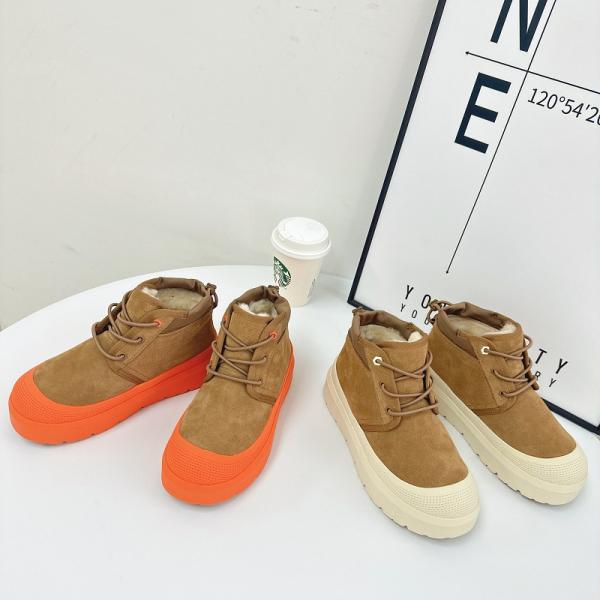 Winter Cowhide Wool Warm Thick-Soled Snow Boots Waterproof Non-Slip Three-Proof Short Boots With Straps for women