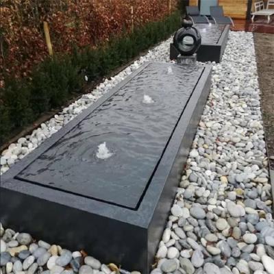 Fonte de água em pó revestido de metal preto jardim mesa de água de aço leve retângulo