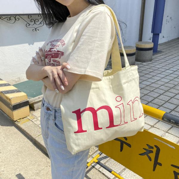 Customized Logo Simple Casual Letter Canvas Bag for Spring Summer Green Shoulder Bag