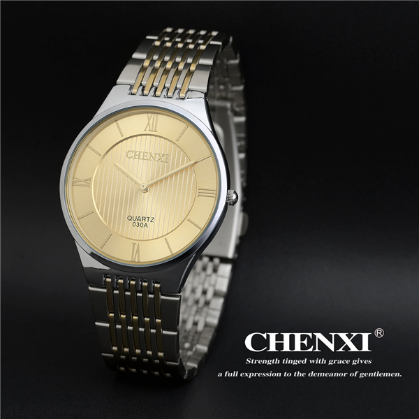 T030A9 CHENXI Brand Wristwatch Unisex Wholesale Gold Stainless Steel Case Quartz Watches