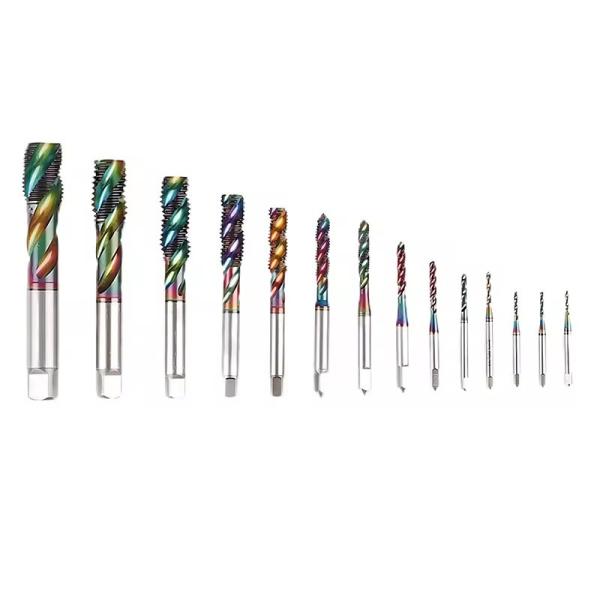 Metric Standard HSS-E 2 Flute Spiral Tap with Colored Cobalt Coating Aluminum-Specific Design