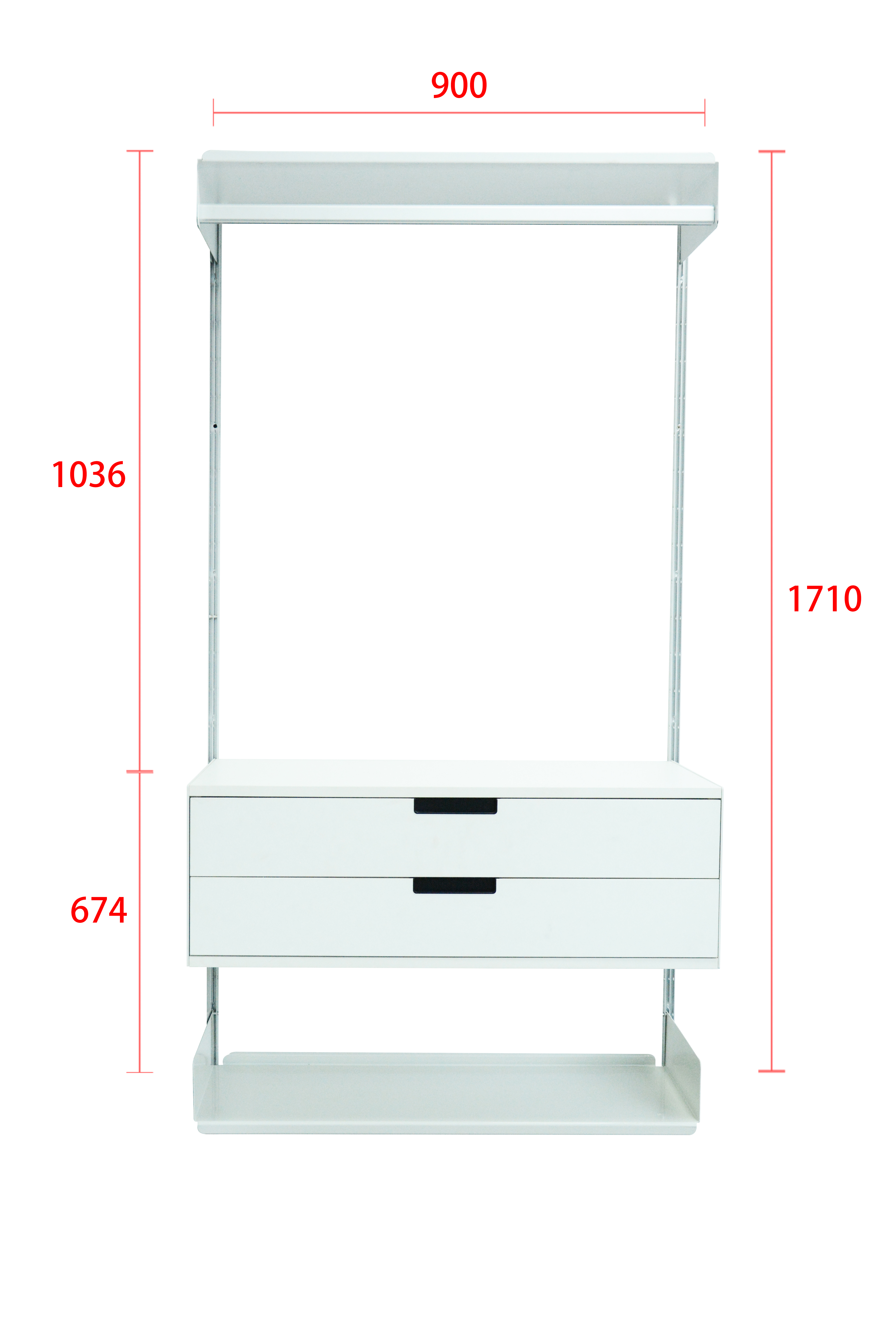 New Steel Modular Wall Shelving System 5-tier Adjustable Track Mounted Floating Shelves for Bedroom Living Room Clothing Food