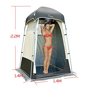 Shower Shelter – Giant Portable Outdoor Pop UP Camping Shower Tent Enclosure – Changing Room – 2 Rooms – Instant