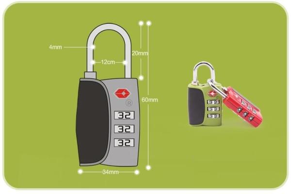 Zinc Alloy TSA travel lock& Fashion Design blue Tsa Luggage Lock& 64.7g Tsa Bag Number Lock