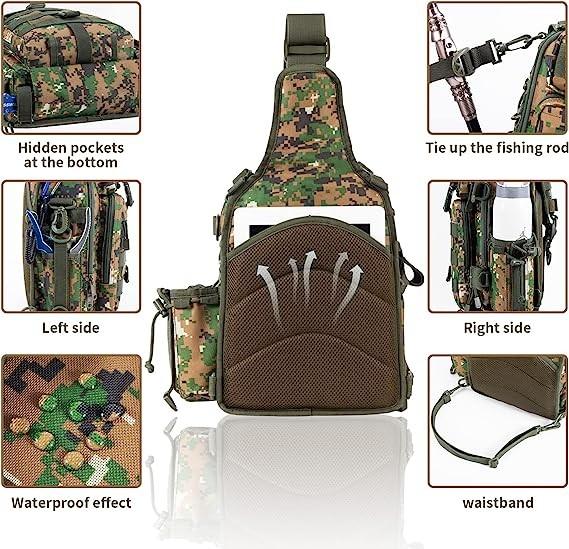 Fishing Backpack With Rod Holder Fishing Tackle Bag Fishing Gear Bag, Outdoor Camouflage Tactical Bag Fishing Bag