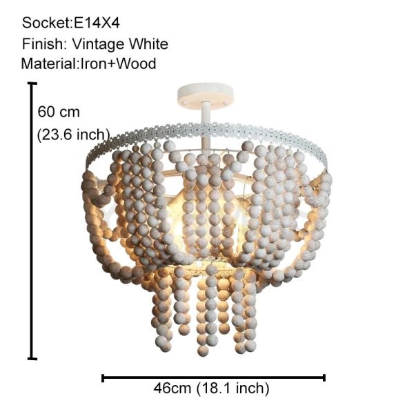 Gold Chandelier Wooden Beaded Lighting Fixture Fringe Hanging Light Silas Chandelier (WH-AP-652)