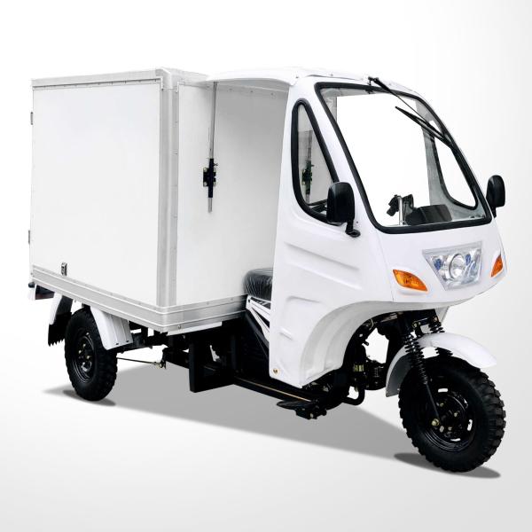 DAYANG Box Cargo Tricycle Longer Five Wheel Design with White Lifan Body and 800W Power