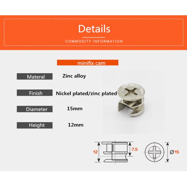 Modern Design Furniture Connecting Accessories 2 in 1 Cam Lock Mini Fix Fasteners for Furniture