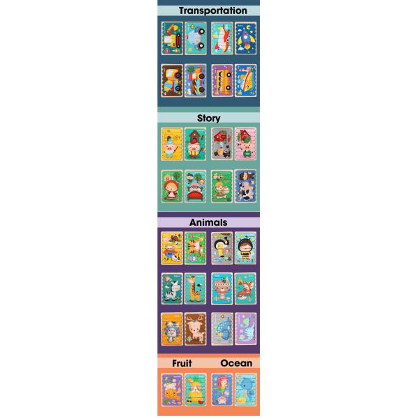 Double Sided Strip 3D Puzzles Baby Toy Wooden Montessori Materials Educational Toys For Children Large Bricks Kids Learn