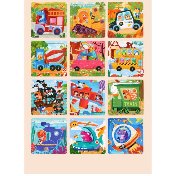 9pcs Toddler Great Gift Children Preschool Colorful Dinosaur Animals Wooden Jigsaw Puzzles
