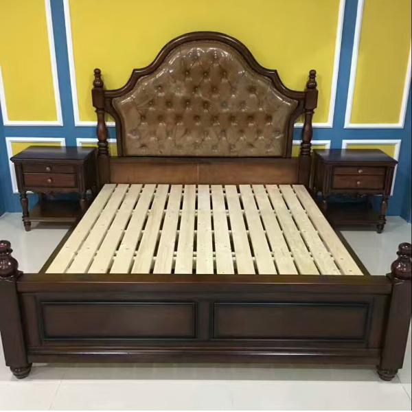 Tall headboard 0/set Walnut painting Rubber Wood Bedroom Furniture set in Pine bedboard