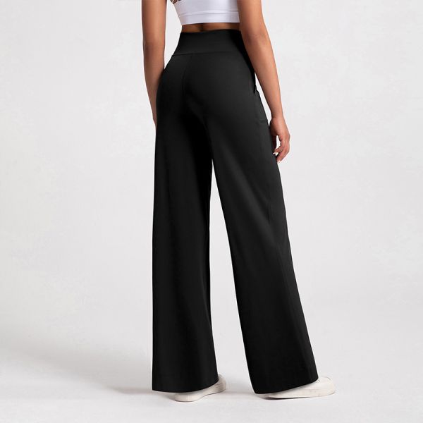 Multiple Pockets Wide Leg Scrub Pants Stretch High Waisted for Women Medical Wear