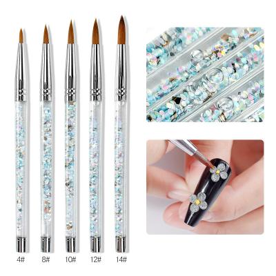Glitter Handle Nail Art Brush Size 5-7 Kolinsky Acrylic Liquid Nail Art Tools