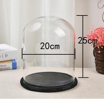 dust proof glass doll dome with base height 25cm  diameter 20cm best for decoration for party