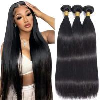 Cheveux en tissu humain vierge Remy Cheveux en faisceau droit à double dessin Noir naturel