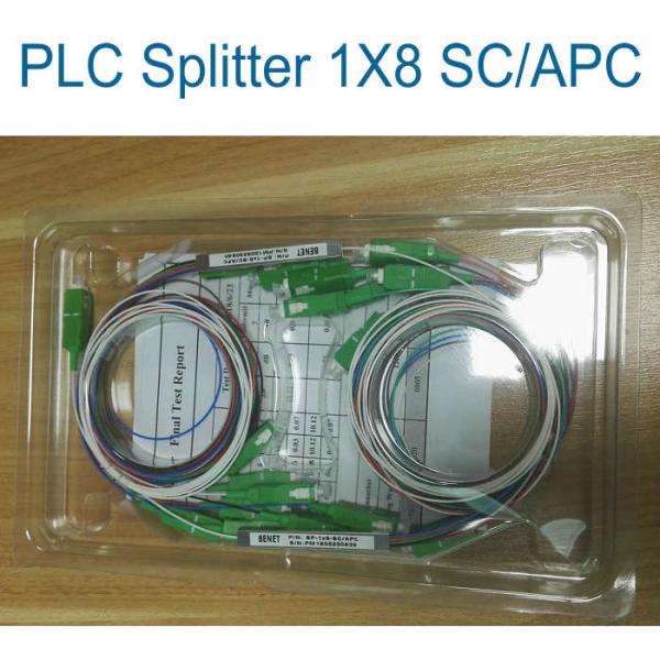 Telecom PLC Fiber Optic Splitter Mini Steel Tube 1x2 1x16 SC UPC/APC Bare Fiber