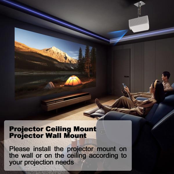 Full Motion Projector Ceiling Mount Adjustable Height Extendable Projector Mount Gray