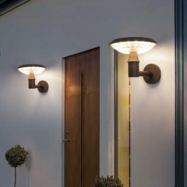 Luz de pared solar para exteriores a prueba de agua IP65, luz cálida, aluminio fundido a presión, resistente y duradera