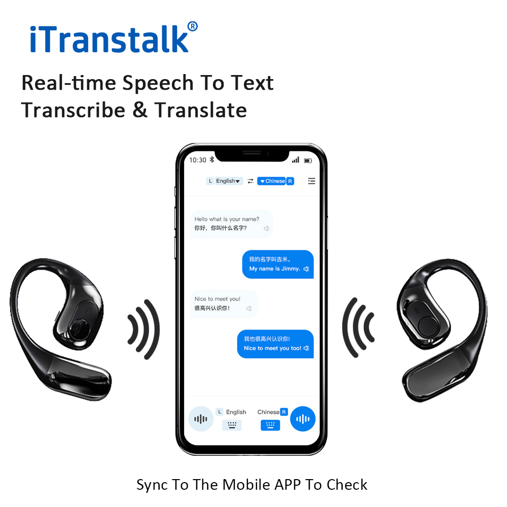 Wireless Earbuds Translator 138 Languages Language Translation Headsets Two Way Translator Device