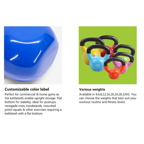 Competition Vinyl Painted Cast Iron Kettlebell Lifting Weights Fitness Equipment