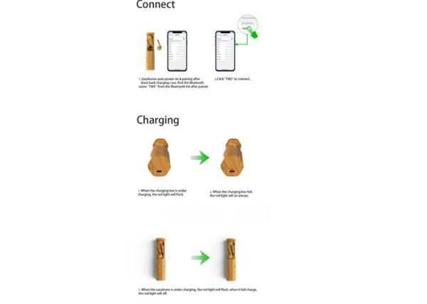 Wooden Color True Wireless Stereo Earphones Earbuds , 550mAh Bluetooth Earphone Buds