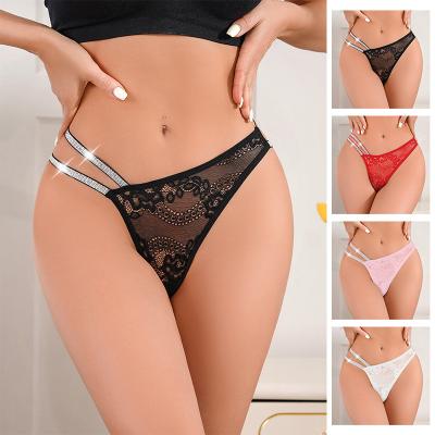 Tanga fio dental de algodão para roupas íntimas femininas sexy sem costura assimétrica dupla com tiras duplas