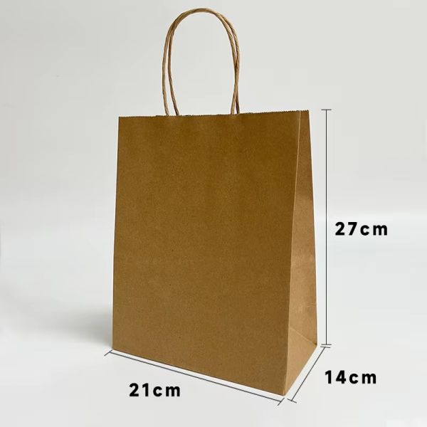 Recyclable Custom Brown and White Eco Kraft Handle Paper Bags