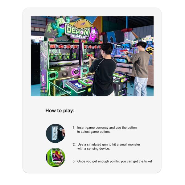Coin Operated Indoor Play Equipment For Adults Children Shooting Game Double Players Demon Hunter
