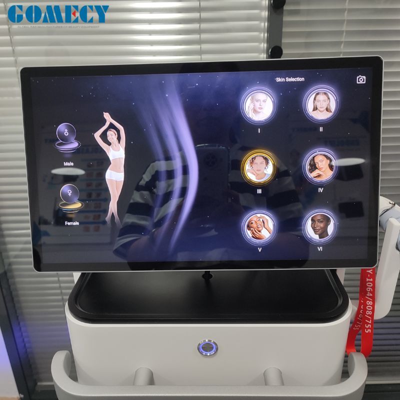 Gomecy 808nm Diode Laser Hair Removal Machine 4 Wavelengths 755nm 808nm 940nm 1064nm High Power Permanent Hair Removal Equipment for Beauty Salon Clinic