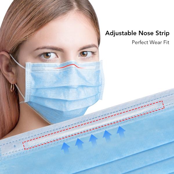 Blue Polypropylene  Non Woven Face Mask 3D Cropping Protection Medical Mask
