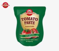 Pás de tomate em saquinho stand-up, disponível em tamanhos de 56 g, fornece um produto puro sem aditivos.