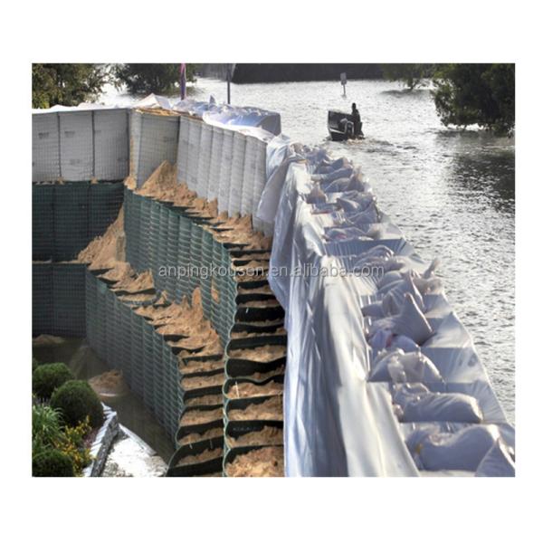 Hot-dipped Galvanized Gabion Flood Barrier Sand Wall with High Strength Square Hole