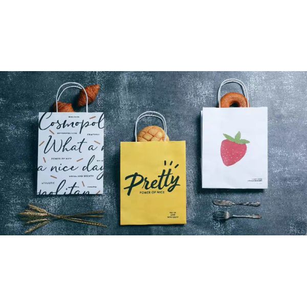 Personalised Kraft Paper Printed Takeaway Bags For Restaurant Hot Food