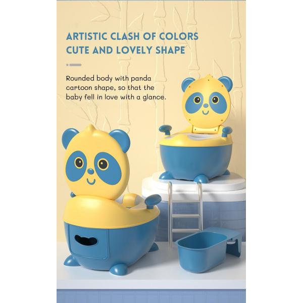 Cartoon Panda Shape Baby Potty Toilet with Custom Logo EN71 Certified Blue/Yellow/White/Black