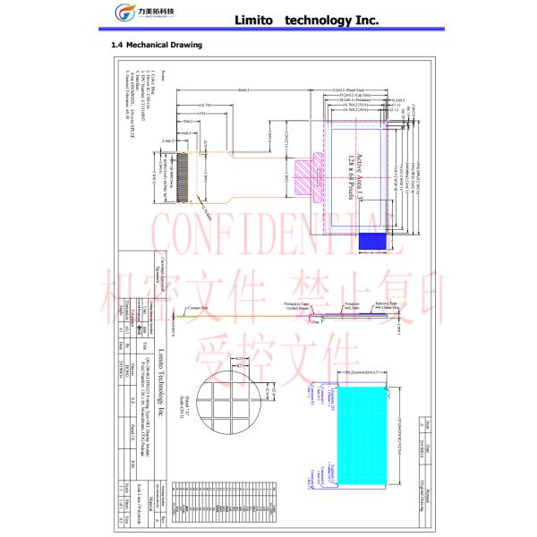 1.3 Inch Blue Monochrome OLED Display CH1116 Parallel I2C SPI 128x64 Pixels