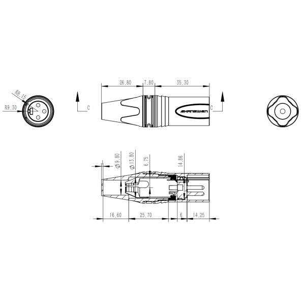 Мини 3 пин аудио соединитель Легкий XLR мужской разъемный соединитель