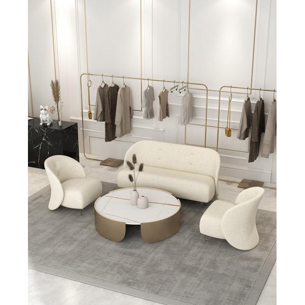 Living Room Furniture Modern Fabric Sofa Set White Flannelette Couch