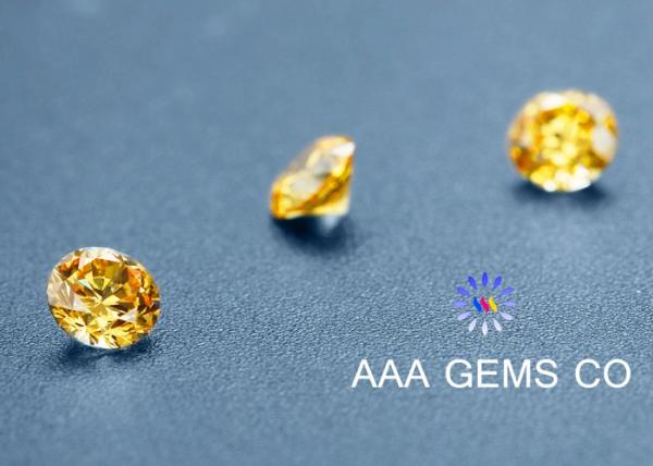0.25 Carat 4 MM Yellow Moissanite Diamond For Rings , Earrings