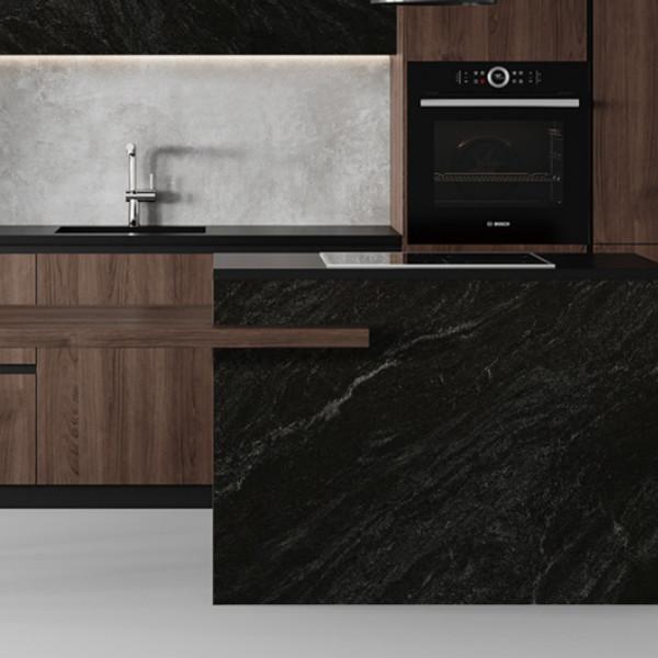 Stain And Scratch Resistant Grey Porcelain Tiles With 3 Unique Patterns 1600*3200MM Black Slab