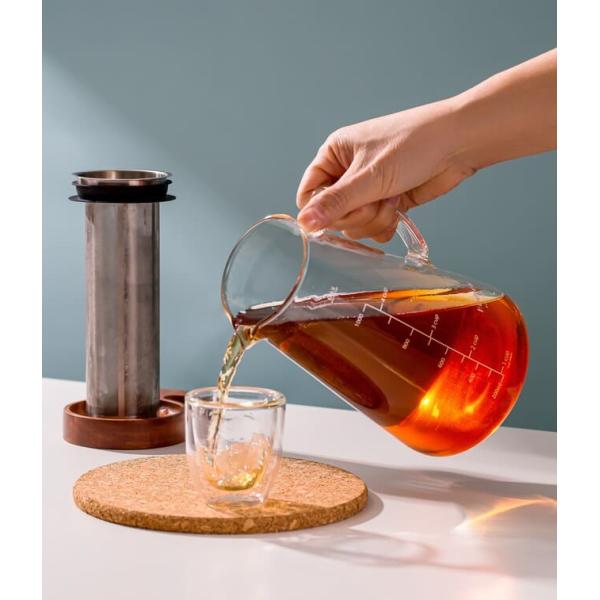 Heat Resistant Glass Water Filter Pitcher 1100ml Hand Blown Cold Brew Coffee Maker