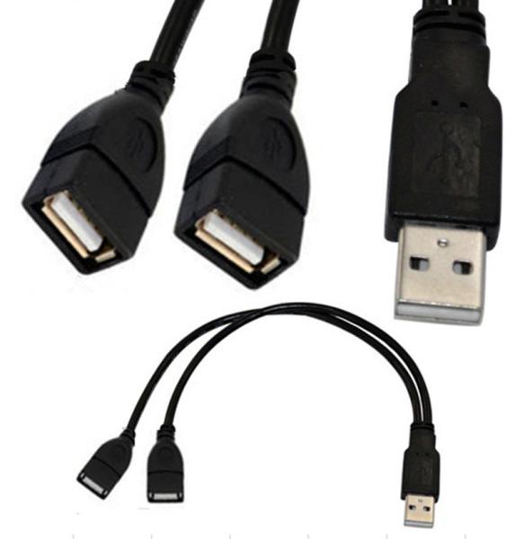 USB 2.0 A Male plug to 2 dual USB A Female jack Y splitter Hub adapter Cable