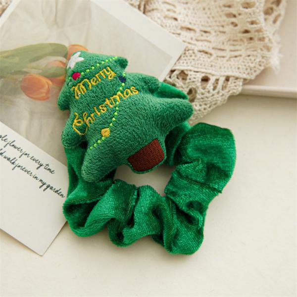 Christmas cartoon girls hair accessories European Santa Claus elk plush hair ring curly hair scrunchie OEM logo words