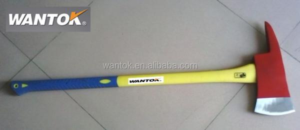 Multi Functional Cutting Firefighter Axe with Plastic Coated Fiberglass Handle