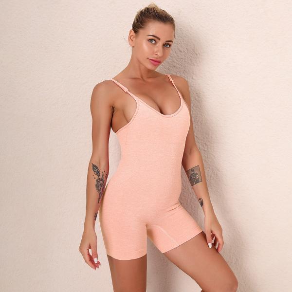 Seamless knitted sexy  breathable suspenders Onesie running yoga dress women