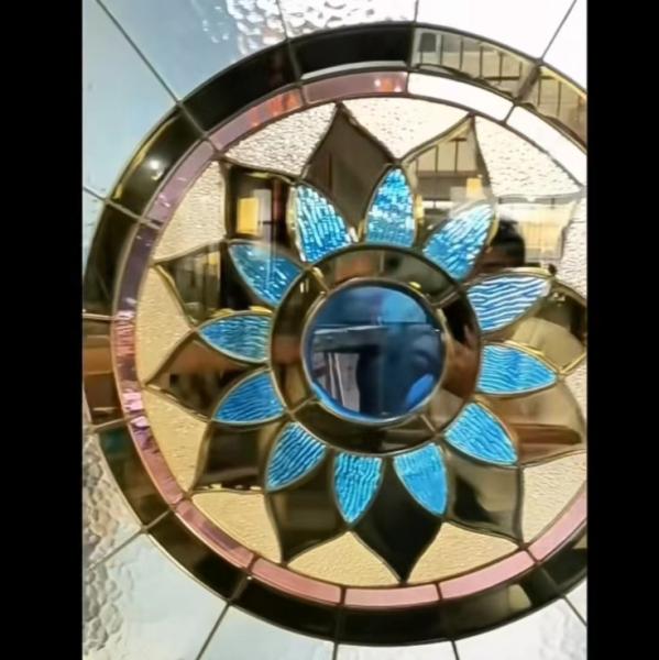 Islam Dome Triple Glazing Tempered Stained Glass For Mosque Handmade Decorative Dome Skylight