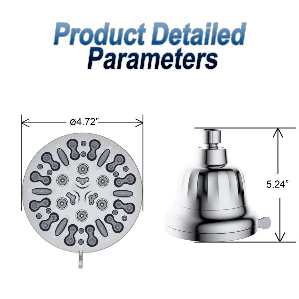 Exposed Shower Faucet Feature Without Slide Bar High Pressure Rain Fixed Shower Head