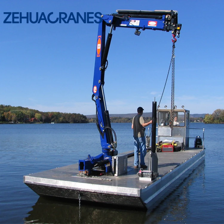 Zehua 2 Ton Hydraulic Marine Crane Mini Small Boat Deck Crane for Yacht Travel Lift & Construction