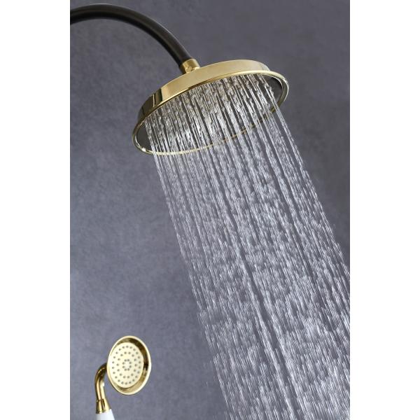Antique Brass Bathroom Shower Faucet Set with Metered Faucets and Rainfall Shower Head