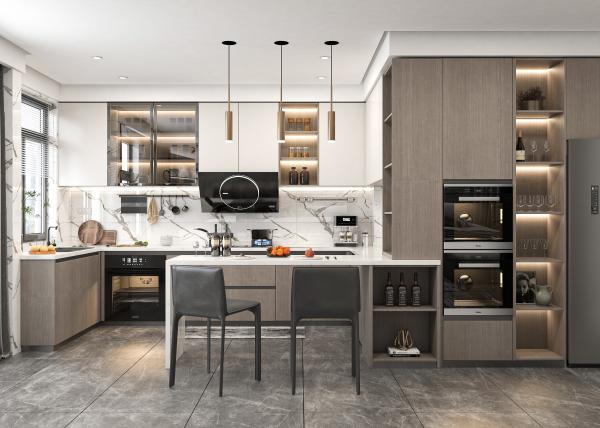 Premium Complete Island Modern Luxury Kitchen Cabinets For Environmental Friendly