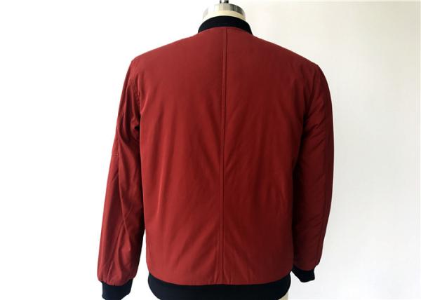 Mens PU Leather Coat Polyester Bomber Jacket With Zip Pocket / Emboriedary Patch TWS8055